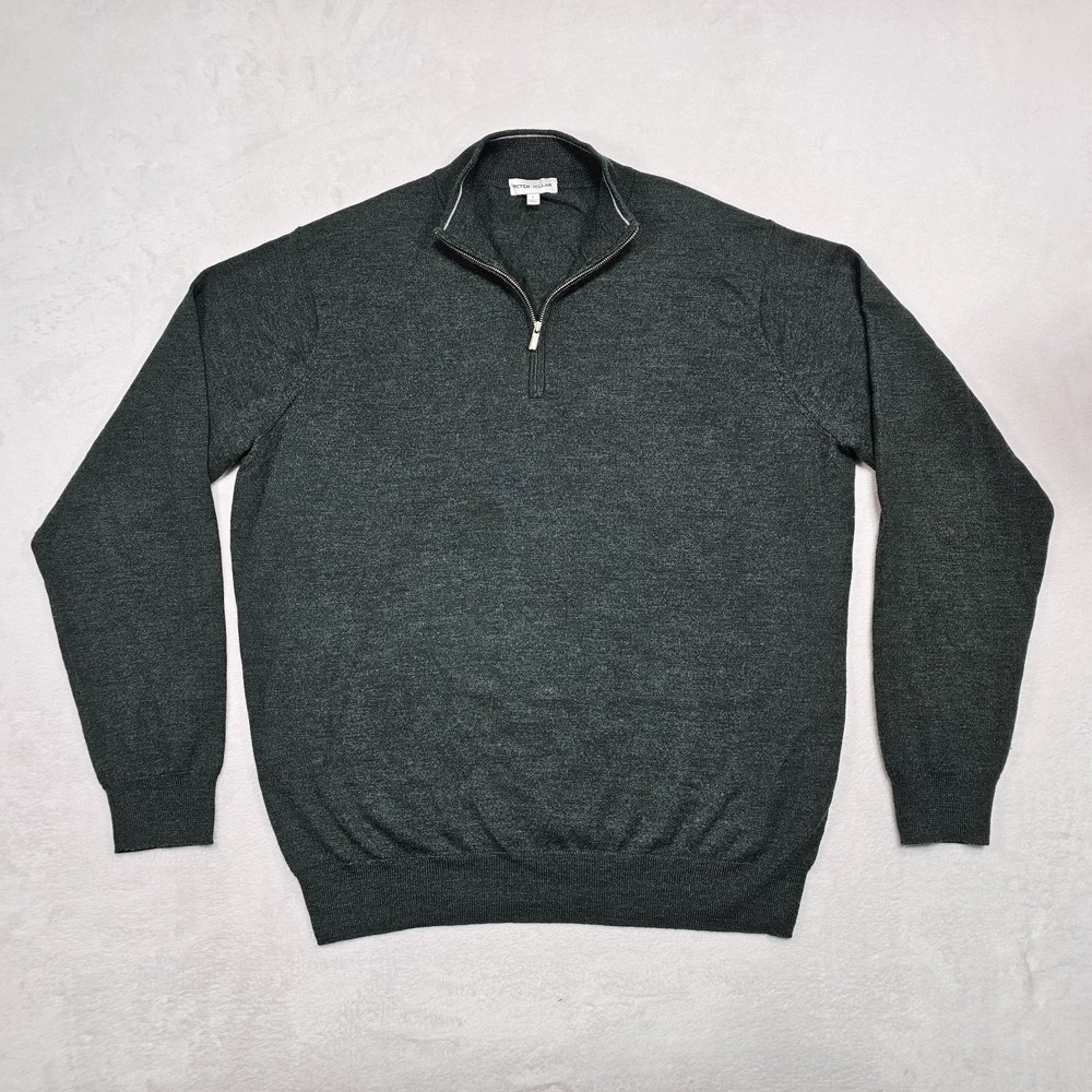 Peter Millar Dark Green Half-Zip cashmere and silk Sweater